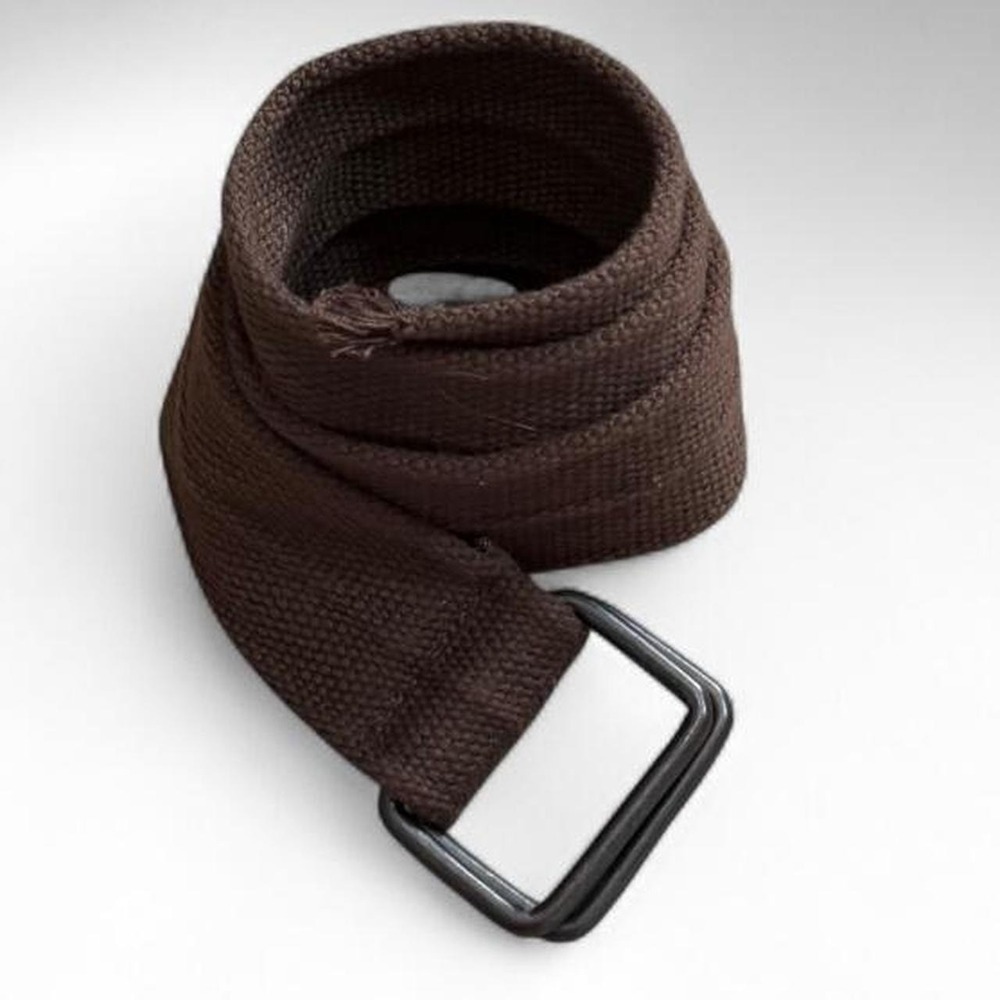 Vintage Y2K Dark Brown Canvas Web Belt, Women's Size S/M